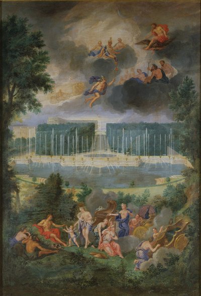 I Boschetti di Versailles. Veduta della piscina di Nettuno e del percorso con il Giudizio di Paride da Jean the Younger Cotelle